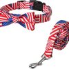 USA Flag Dog Collar and Leash Set for Dogs